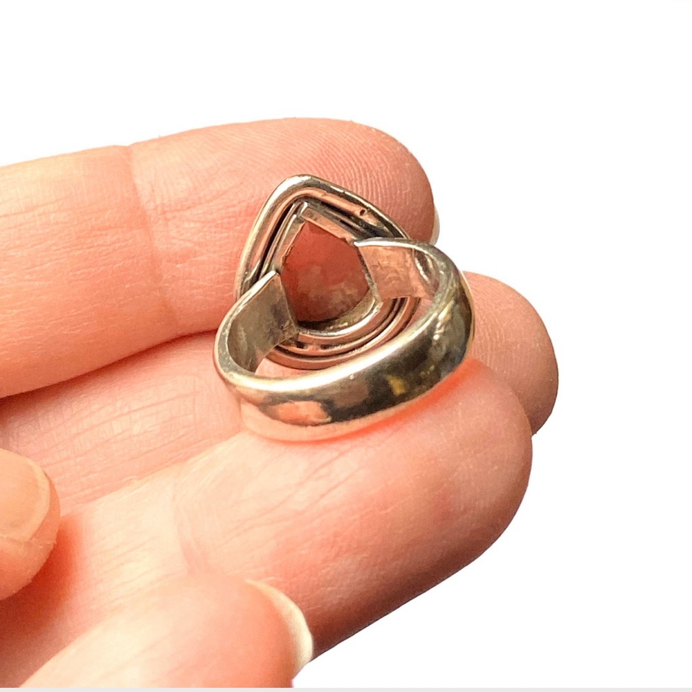 Vintage Sterling Silver Pink Rhodochrosite Ring Size 6 - Picture 8 of 9